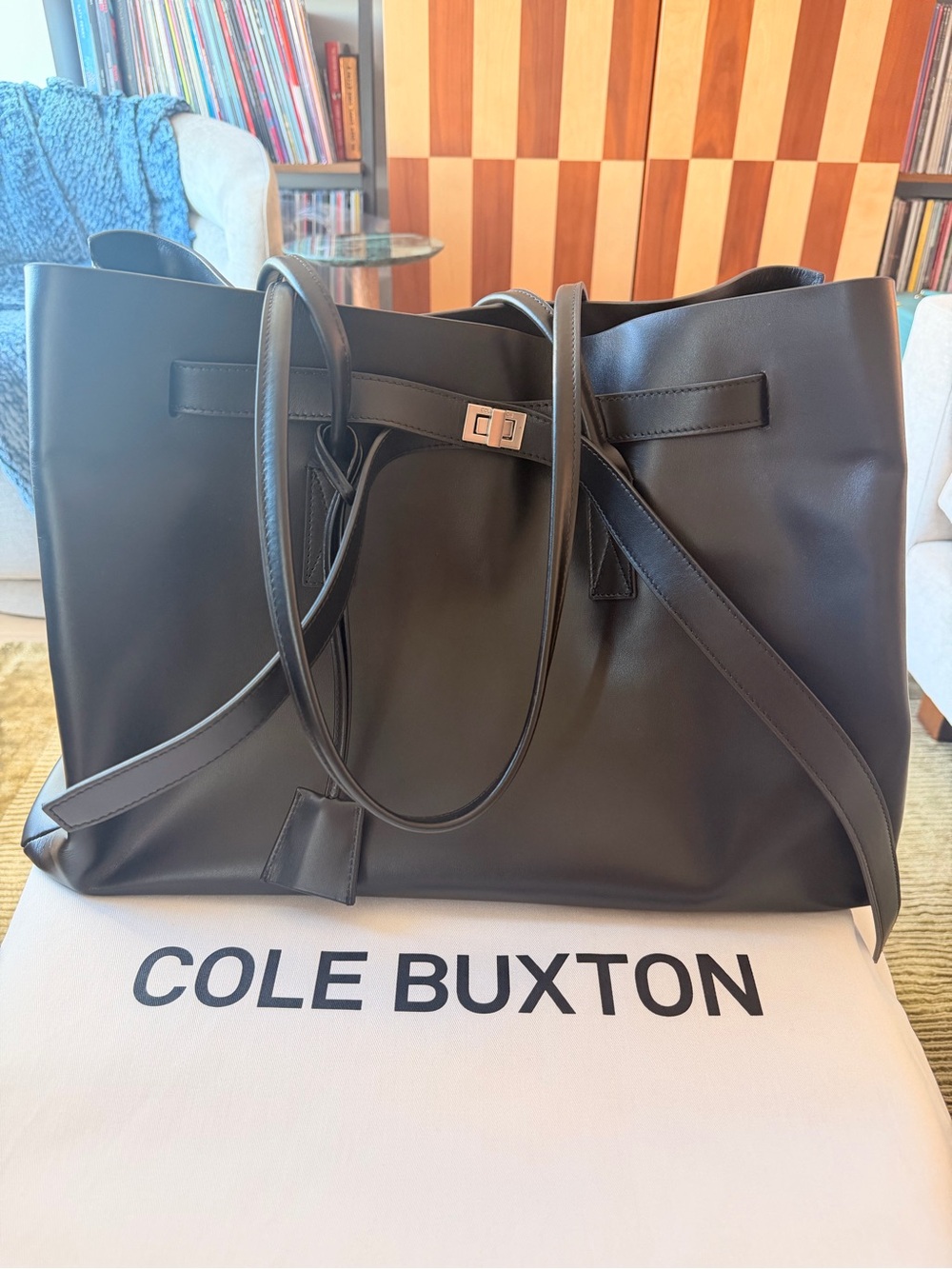 Cole Buxton Leather Holdall Smooth Black
